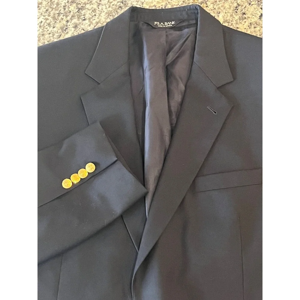 Jos A Bank Signature 100% Wool Gold 2 Button Blazer Sportcoat‎ Mens 42L Black